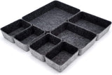 Drawer Organizers Bins Felt Storage Bin Office Organizer Shallow Small Desk Organizer Trays Draw Dividers Set of 7 (Charcoal)